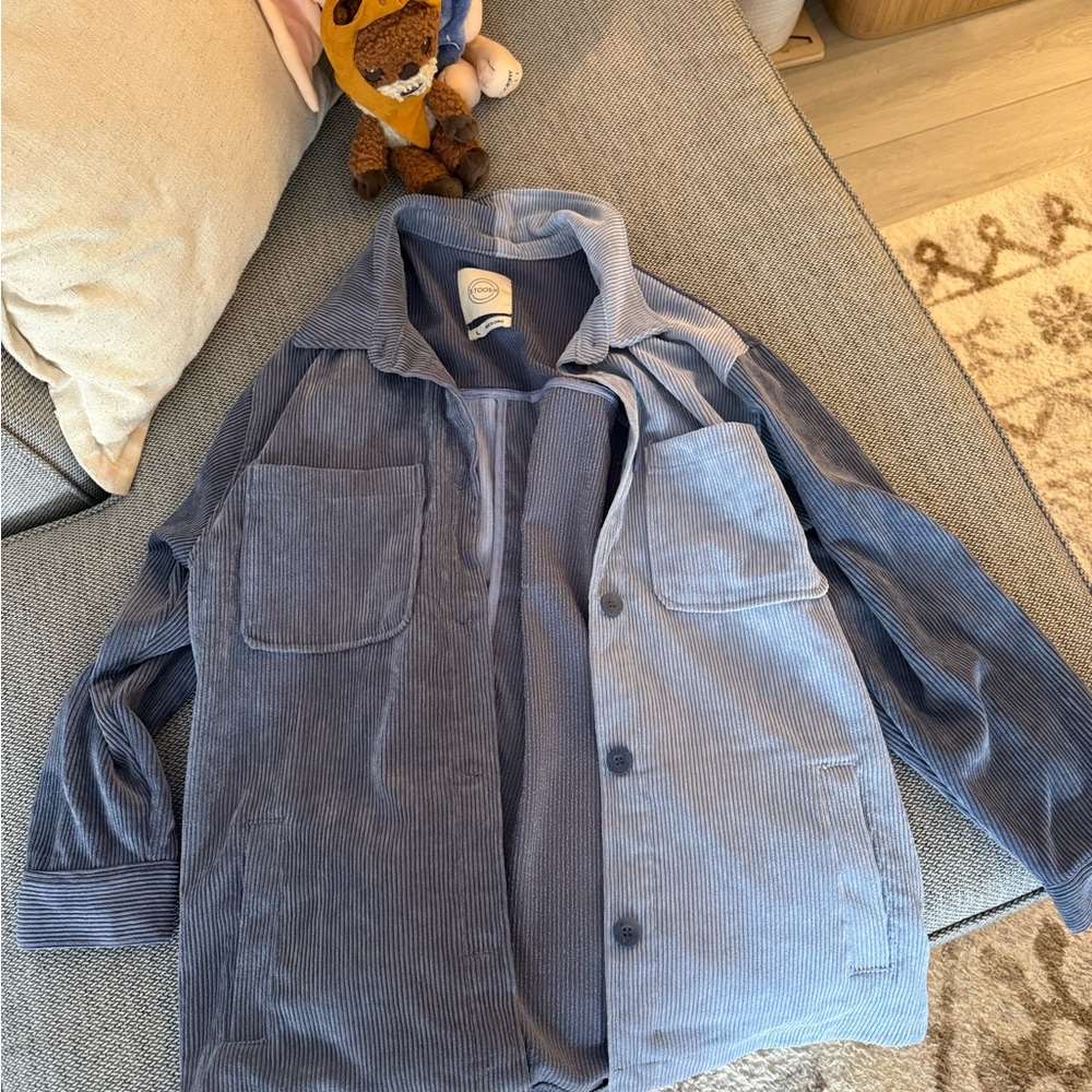 Stoosh Corduroy Shirt Jacket in Light Blue and Slate